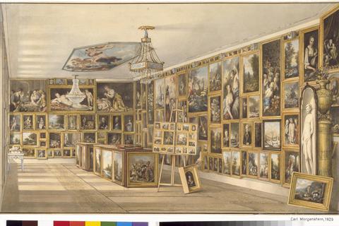 Ein Blick in das Prehnsche Gemäldekabinett (1829). Foto: Horst Ziegenfusz/ Historisches Museum