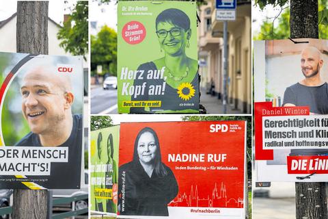 Wahlplakate in Wiesbaden. Fotos: Lukas Görlach