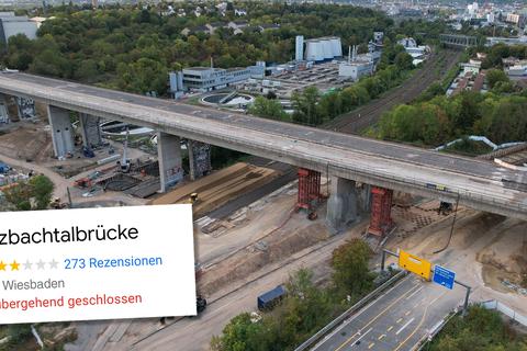 Auf Google haben Nutzer die Salzbachtalbrücke bewertet - sie steht kurz vor der Sprengung. Foto: Autobahn GmbH/Maurice Kaluscha
