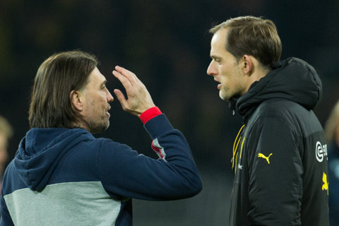 Weißt Du noch? BVB-Trainer Thomas Tuchel (rechts) und 05-Trainer Martin Schmidt. Foto: dpa