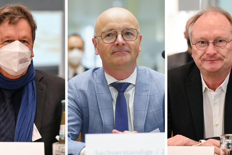 Alle drei Wetter-Experten (von links: Jörg Kachelmann, Karsten Schwanke, Sven Plöger) sprachen vor dem Untersuchungsausschuss zur Ahrtal-Katastrophe. Foto: Canva/Arne Dedert