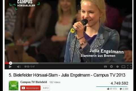 Millionenfach geklickt: Julia Engelmanns Vortrag beim Poetry-Slam. Foto: Screenshot von www.youtube.de