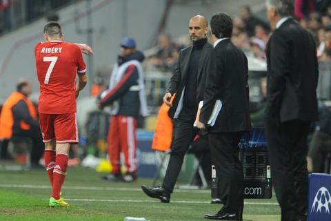 Pep Guardiola und Franck Ribery. Foto: dpa