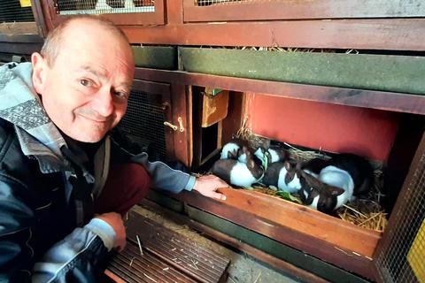 Hubert Kern freut sich über den Nachwuchs im Kaninchenzuchtverein. Foto: Michael Kapp 