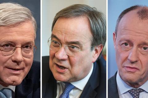 Sie kämpfen um den Parteivorsitz der Christdemokraten: Norbert Röttgen (von links), Armin Laschet und der umstrittene Friedrich Merz. Fotos: dpa