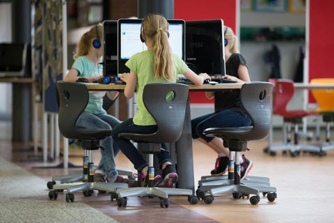 In manchen Grundschulen gibt es sogar schon Computer-Arbeitsplätze. Foto: dpa